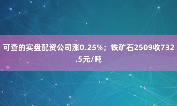 可查的实盘配资公司涨0.25%；铁矿石2509收732.5元/吨